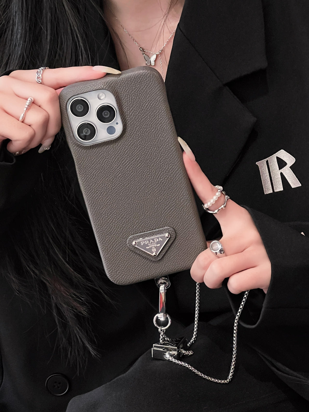 Lyxigt läder Crossbody iPhone-fodral