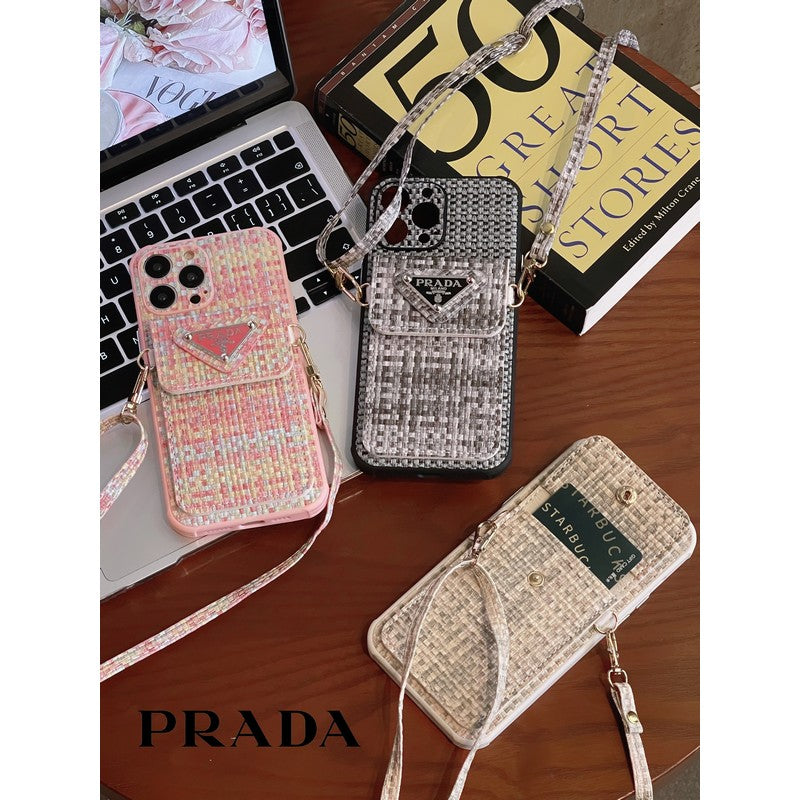 Bolso bandolera tejido de lujo para iPhone Funda y vinilo para iPhone