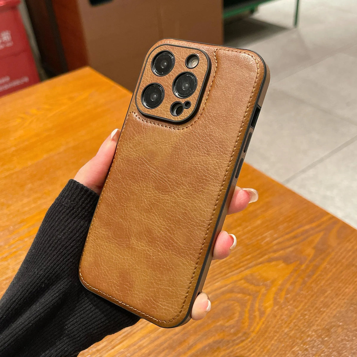 Premium vintage läder iPhone-fodral – Soft Touch Shockproof Skyddsfodral
