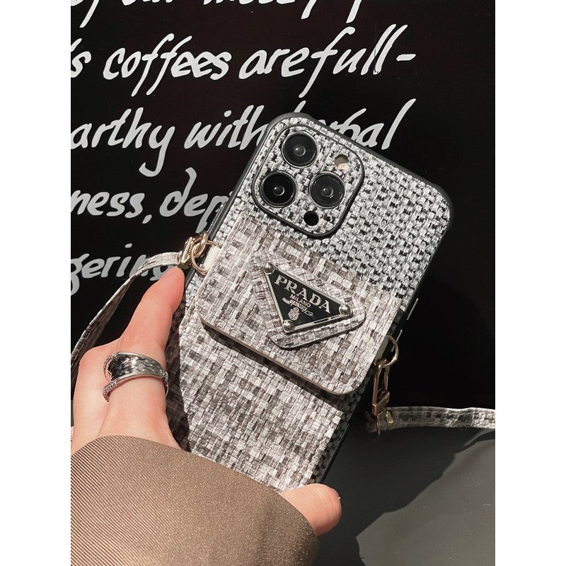 Bolso bandolera tejido de lujo para iPhone Funda y vinilo para iPhone