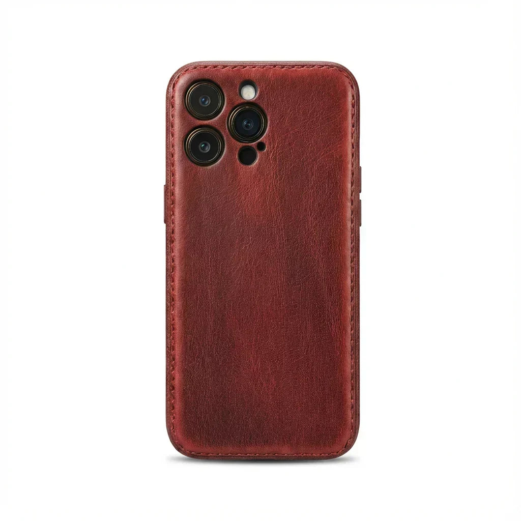 Funda para iPhone hecha a mano de cuero curtido vegetal - Edición Vintage Patina