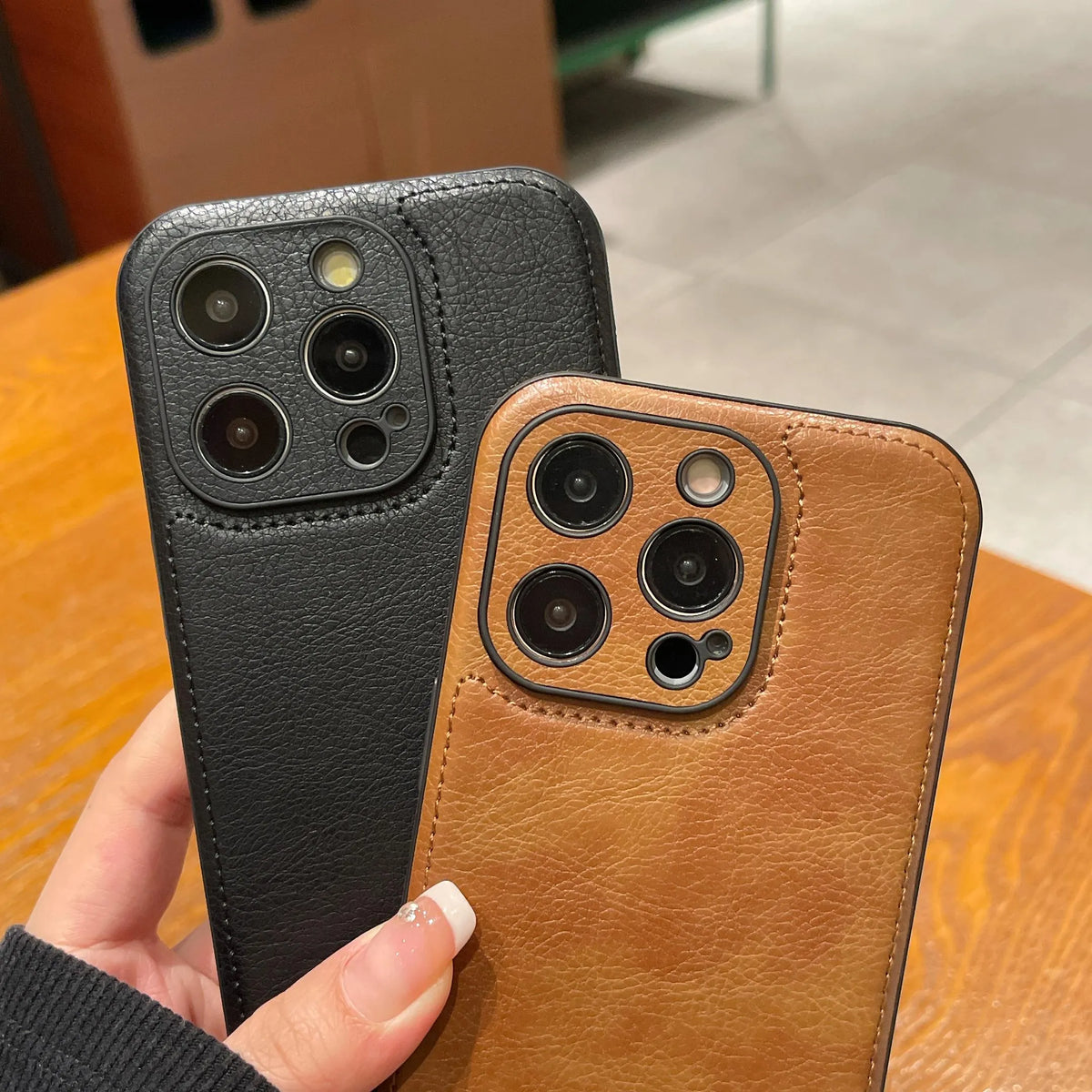 Premium vintage läder iPhone-fodral – Soft Touch Shockproof Skyddsfodral