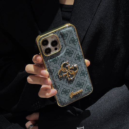 Gue guldlogotyp läderfodral för iPhone