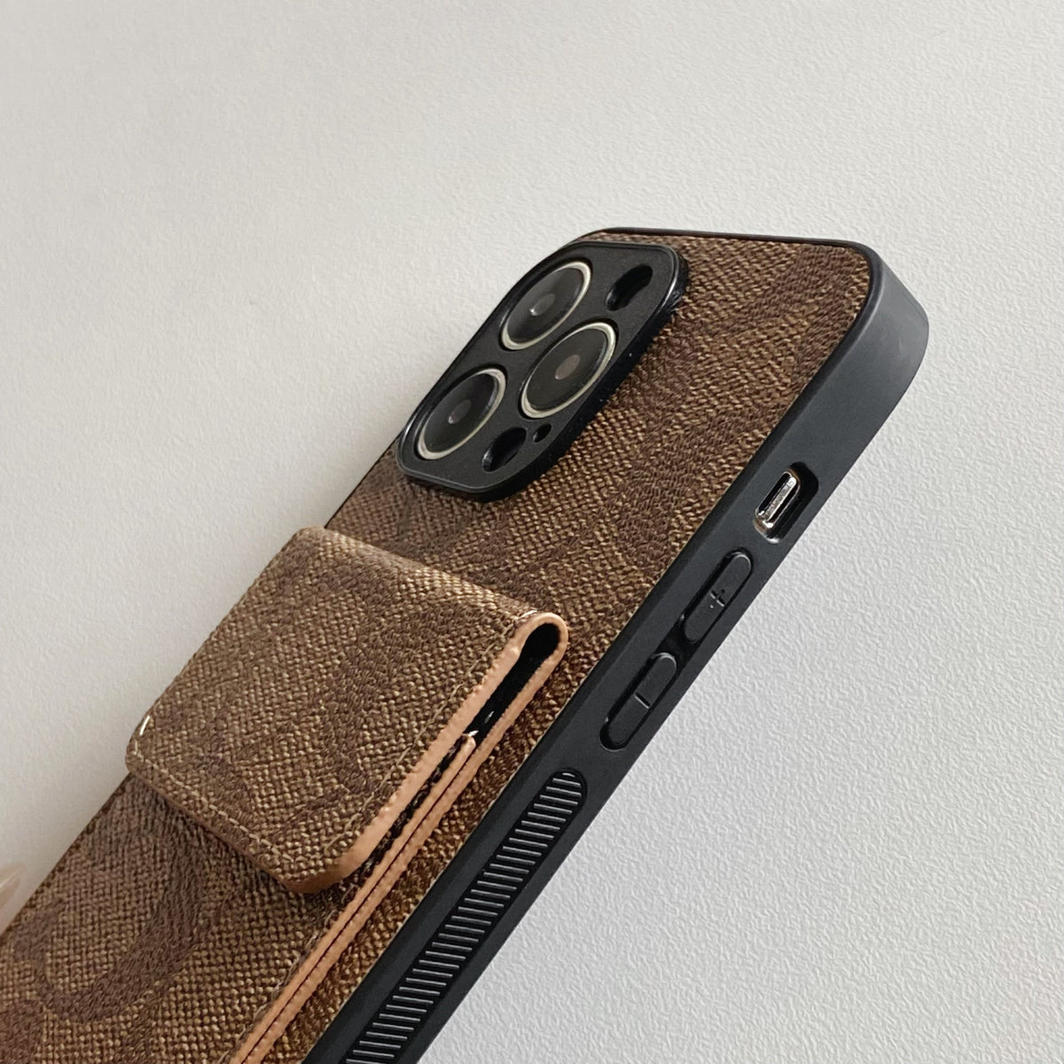 Klassiskt iPhonefodral med plånbok Ljusbrun-HP240513