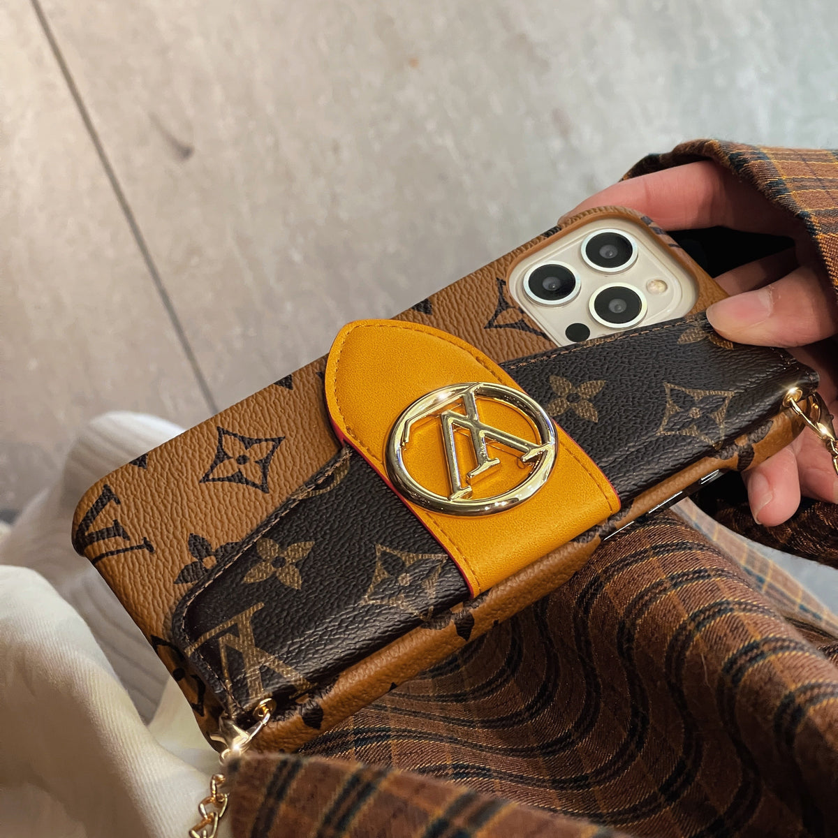 Lyxigt CrossBody-korthållare iPhonefodral