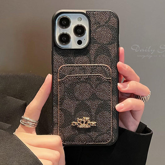 Funda clásica de cuero para iPhone con tarjetero