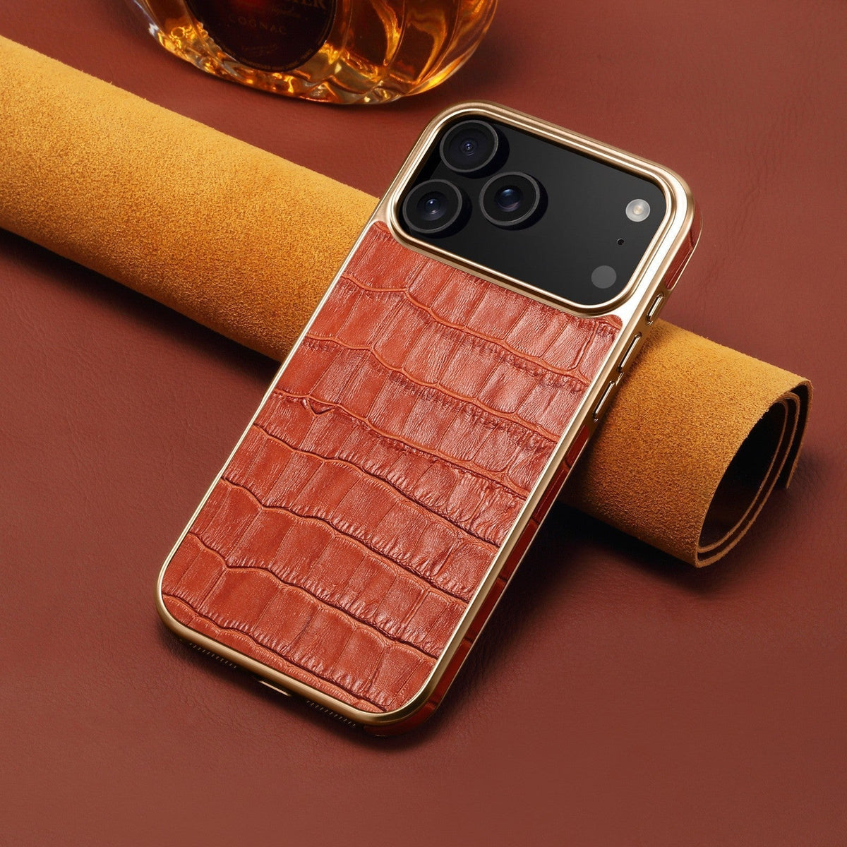 Funda de piel con relieve de cocodrilo para iPhone