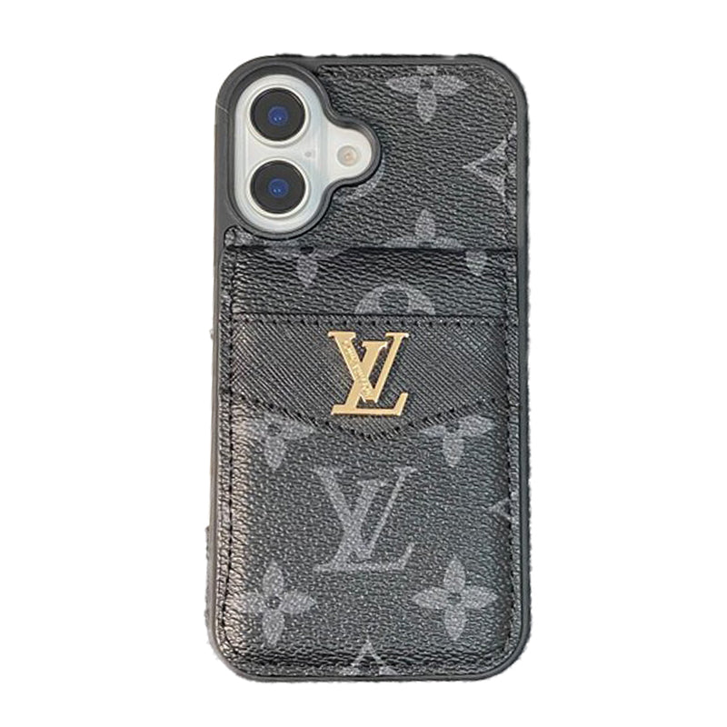 Funda de iPhone de color clásico con tarjetero de lujo