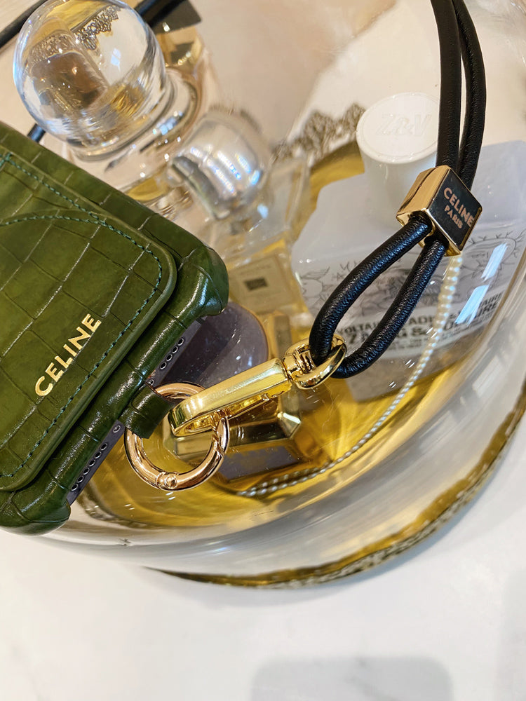 Alligator Print Celine iPhone-fodral med korthållare och rem Grön -EYP241415