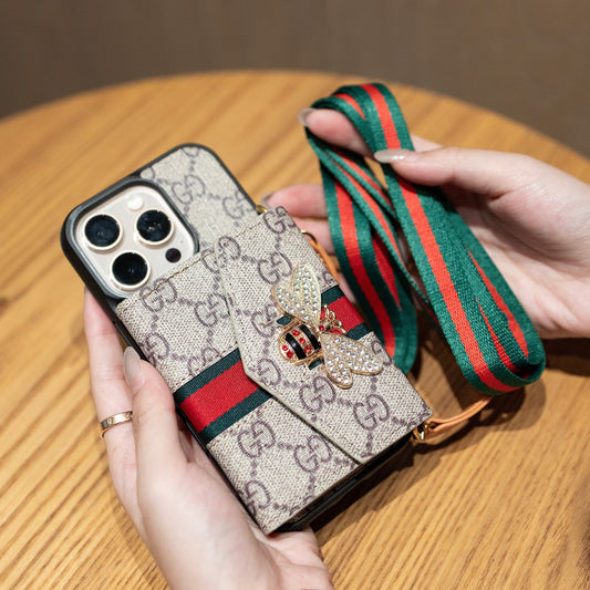 Premium Advanced Crossbody iPhone-fodral med korthållare och axelrem