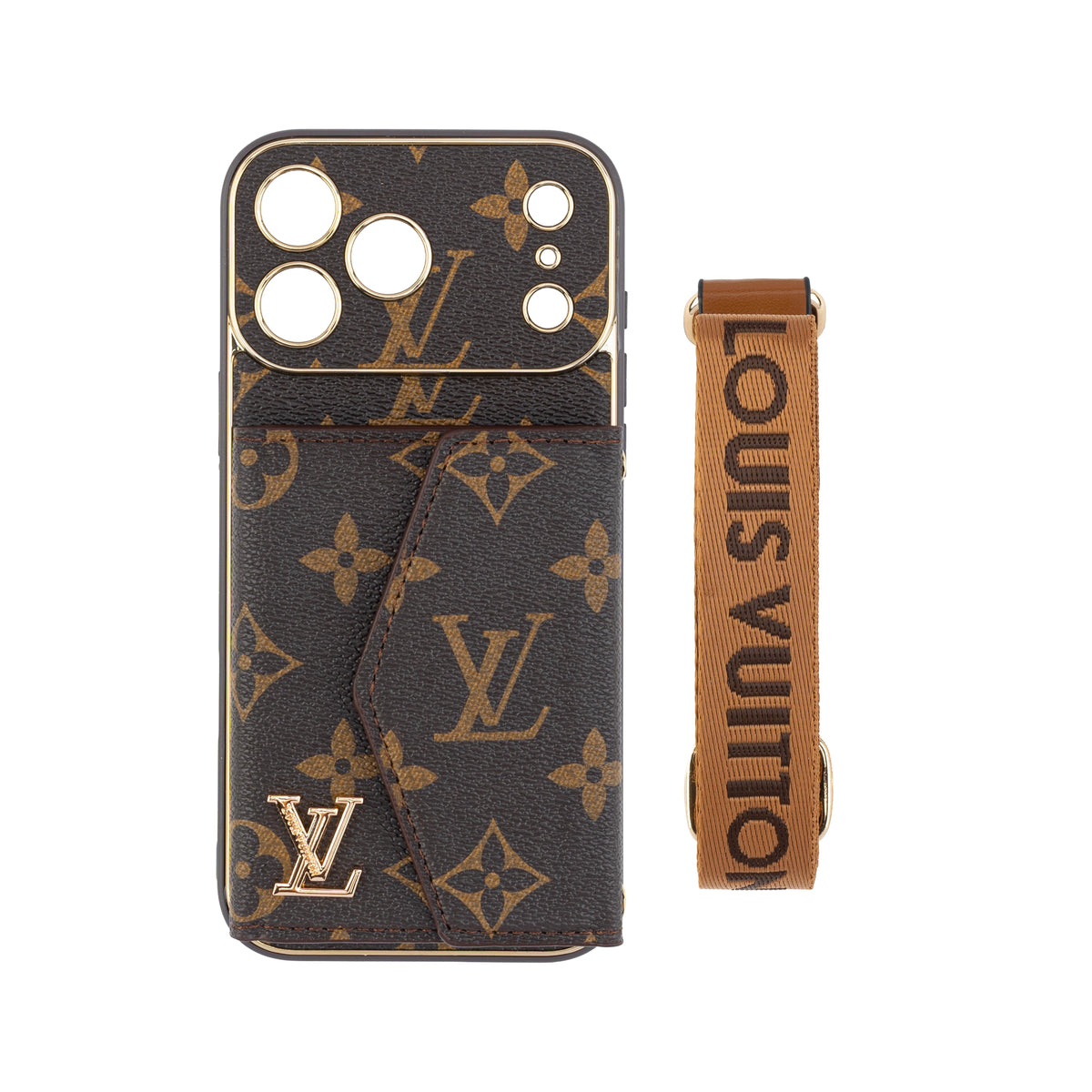 Funda para iPhone Advanced de piel con cartera y correa Marrón