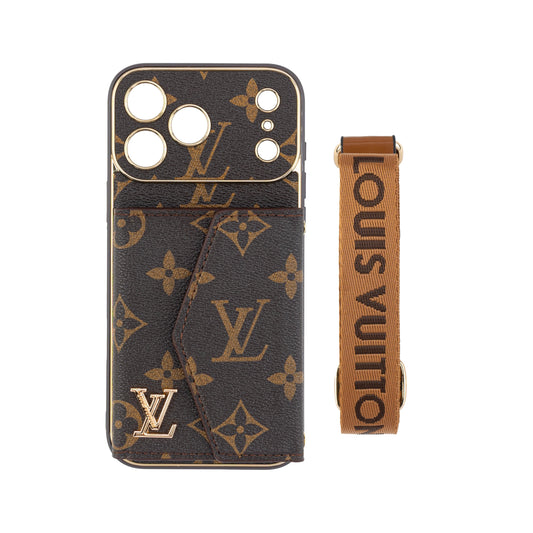 Funda para iPhone Advanced de piel con cartera y correa Marrón