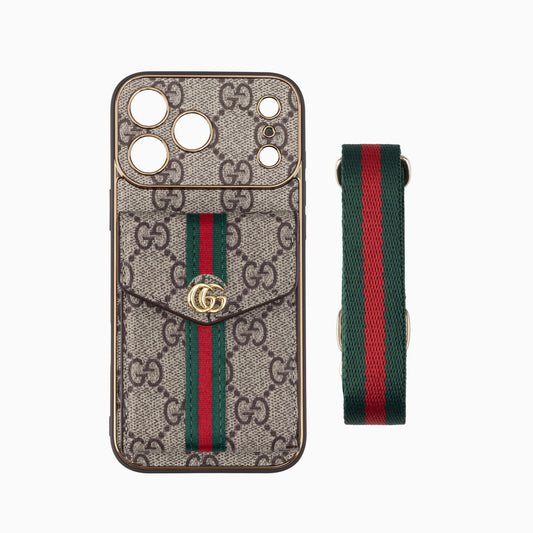 Funda de iPhone con patrón vintage de lujo | Tarjetero tipo billetera y correa cruzada