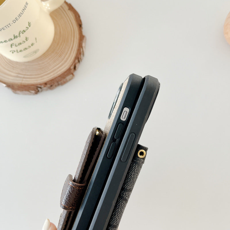 Funda clásica para iPhone con cartera y correa cruzada blanca -XK240402