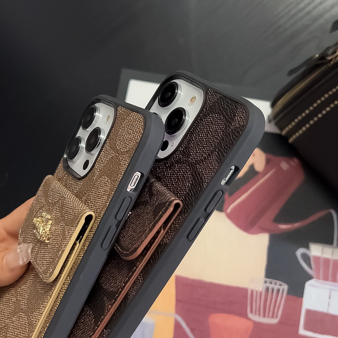 Funda Clásica Para iPhone Con Tarjetero Y Cartera Marrón Claro -SZK240425
