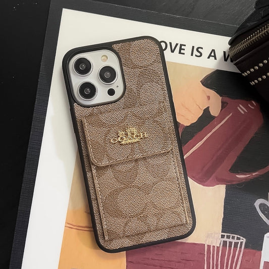 Funda Clásica Para iPhone Con Tarjetero Y Cartera Marrón Claro -SZK240425