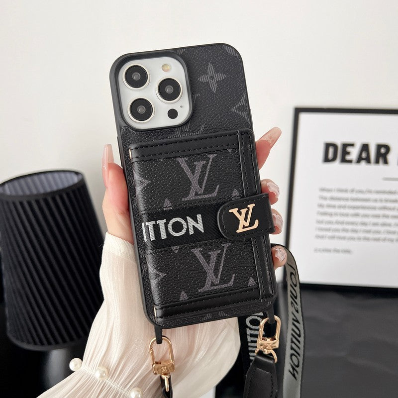 Lyxig Card Bag Chain Svart och vitt iPhonefodral