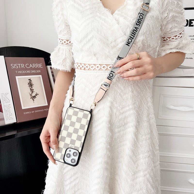 Lyxigt svart och vitt Crossbody iPhone-fodral