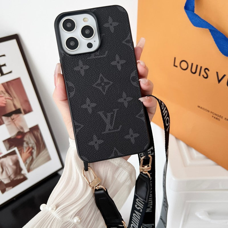 Lyxigt svart och vitt Crossbody iPhone-fodral