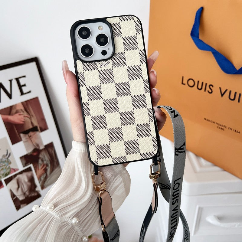 Lyxigt svart och vitt Crossbody iPhone-fodral