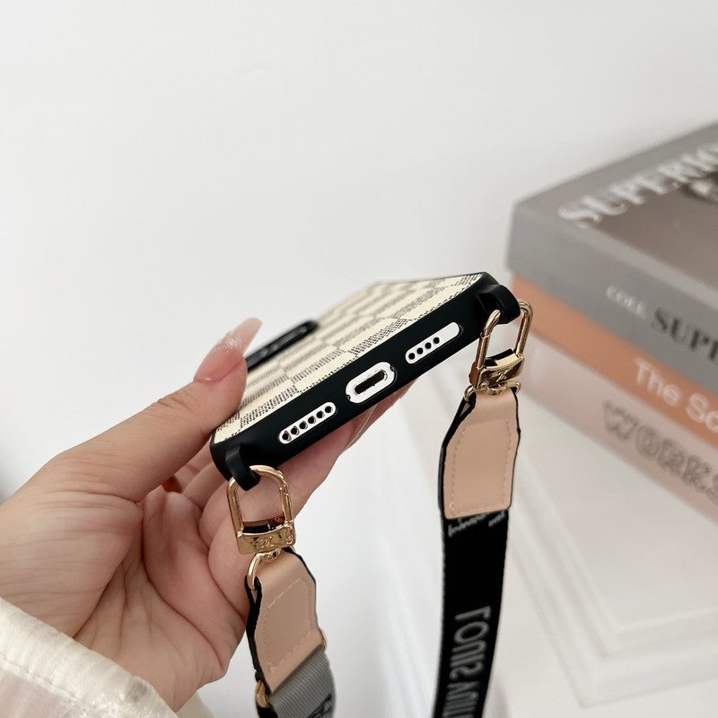Lyxigt brunt Crossbody iPhone-fodral