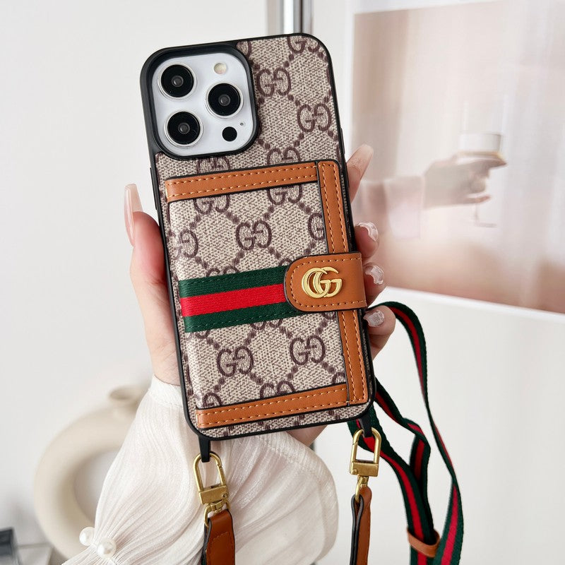 Premium Card Bag Chain Klassiskt iPhone-fodral