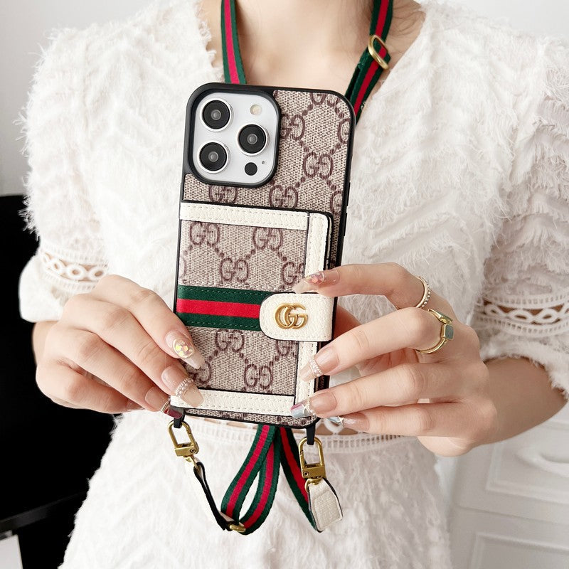 Premium Card Bag Chain Klassiskt iPhone-fodral