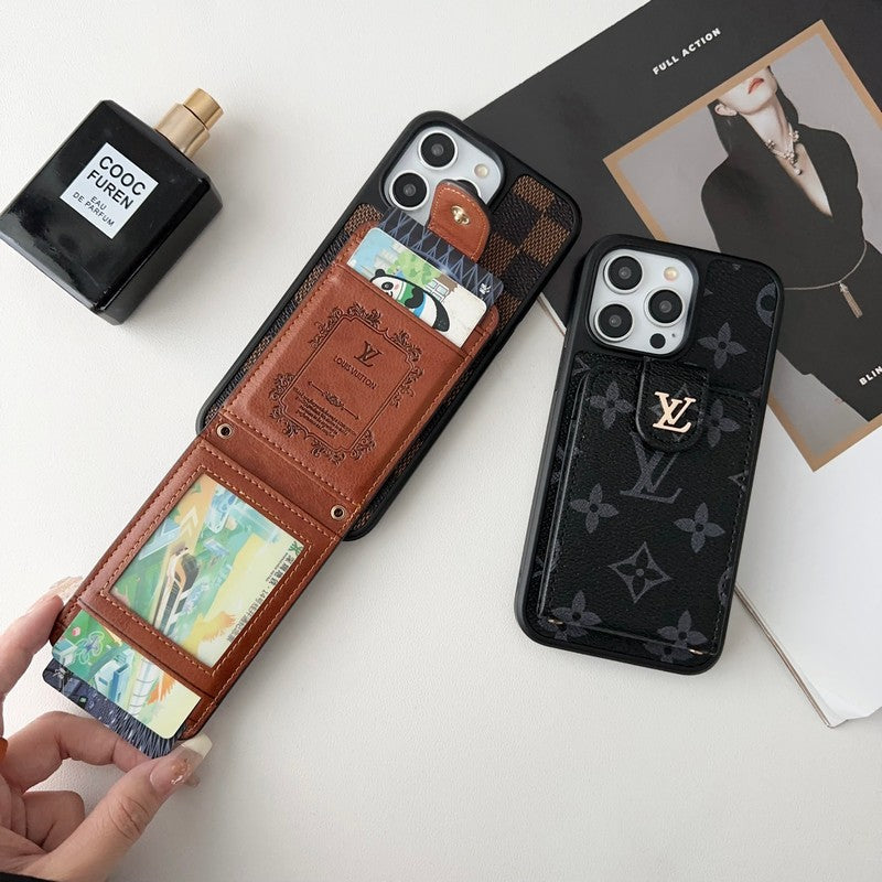 Lyxigt svart och vitt kortväska iPhonefodral