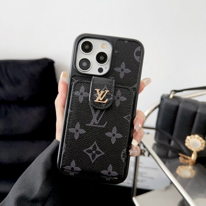 Lyxigt svart och vitt kortväska iPhonefodral