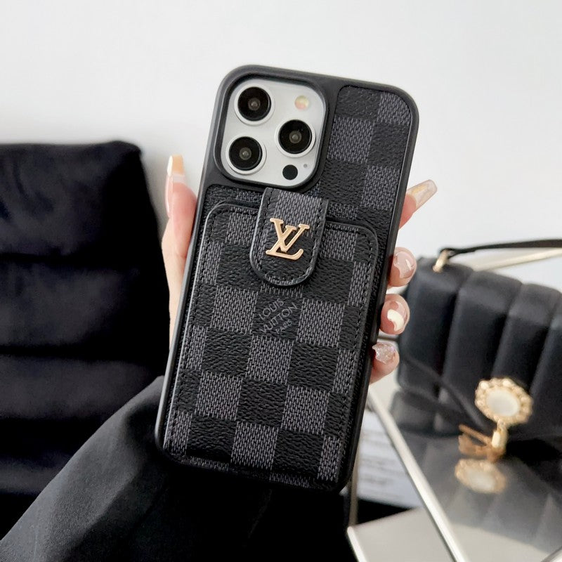 Lyxigt svart och vitt kortväska iPhonefodral