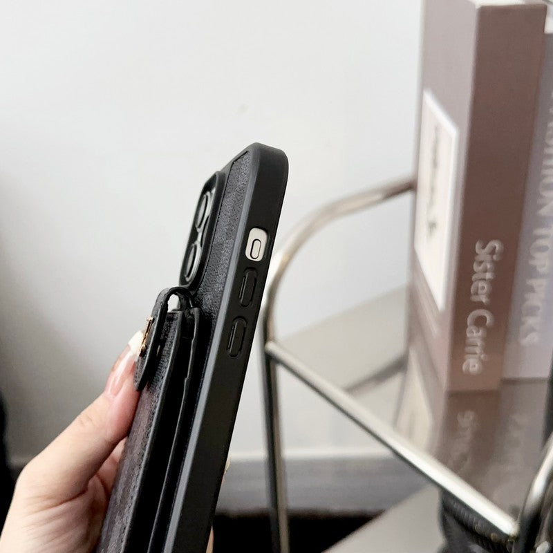 Lyxigt svart och vitt kortväska iPhonefodral