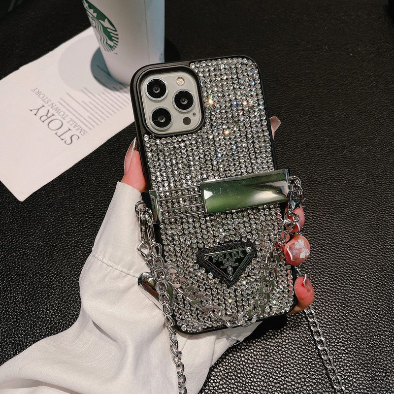 Lyxigt Diamond Crossbody Chain iPhone-fodral