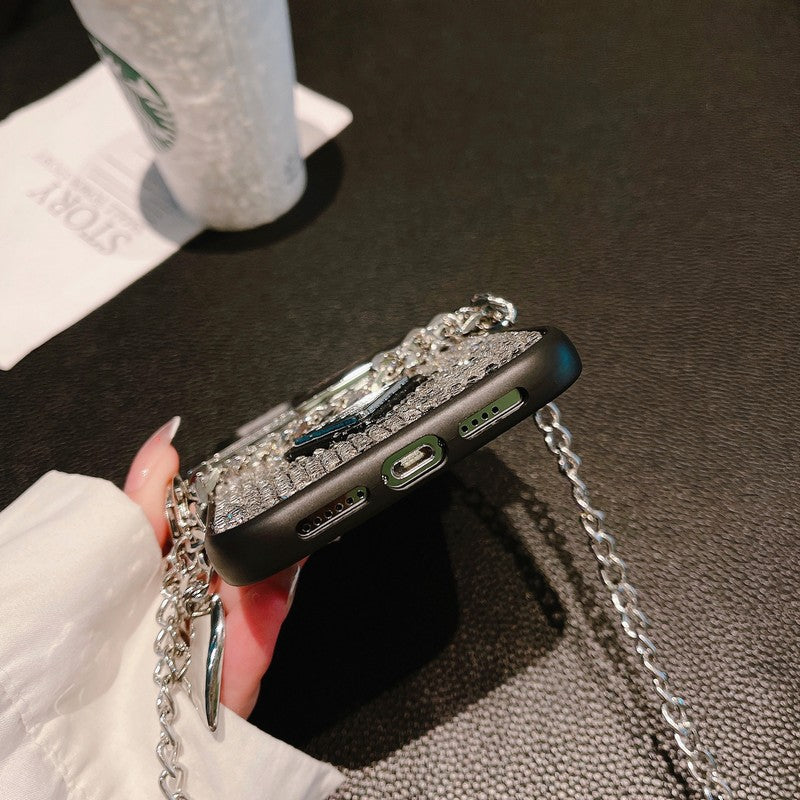 Lyxigt Diamond Crossbody Chain iPhone-fodral
