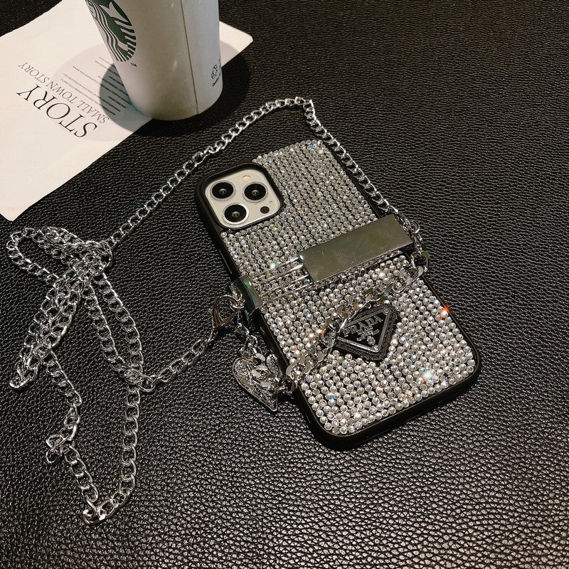 Lyxigt Diamond Crossbody Chain iPhone-fodral
