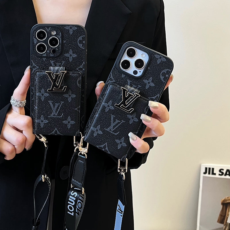 Lyxig kortväska Kedja Svart iPhonefodral