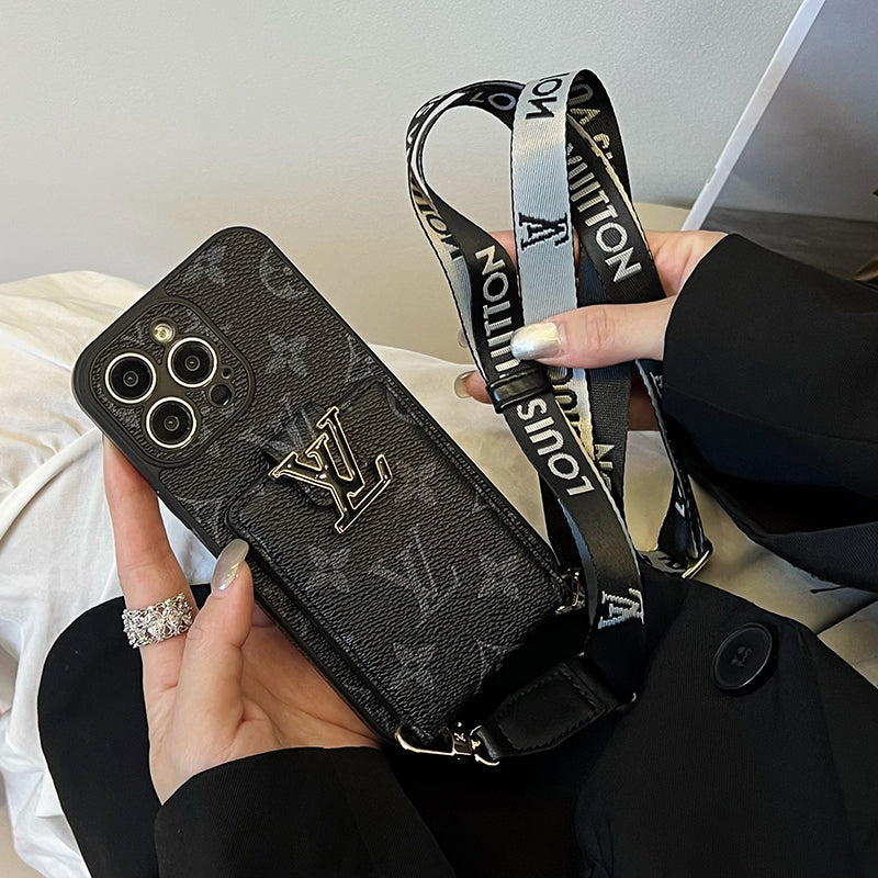 Lyxig kortväska Kedja Svart iPhonefodral