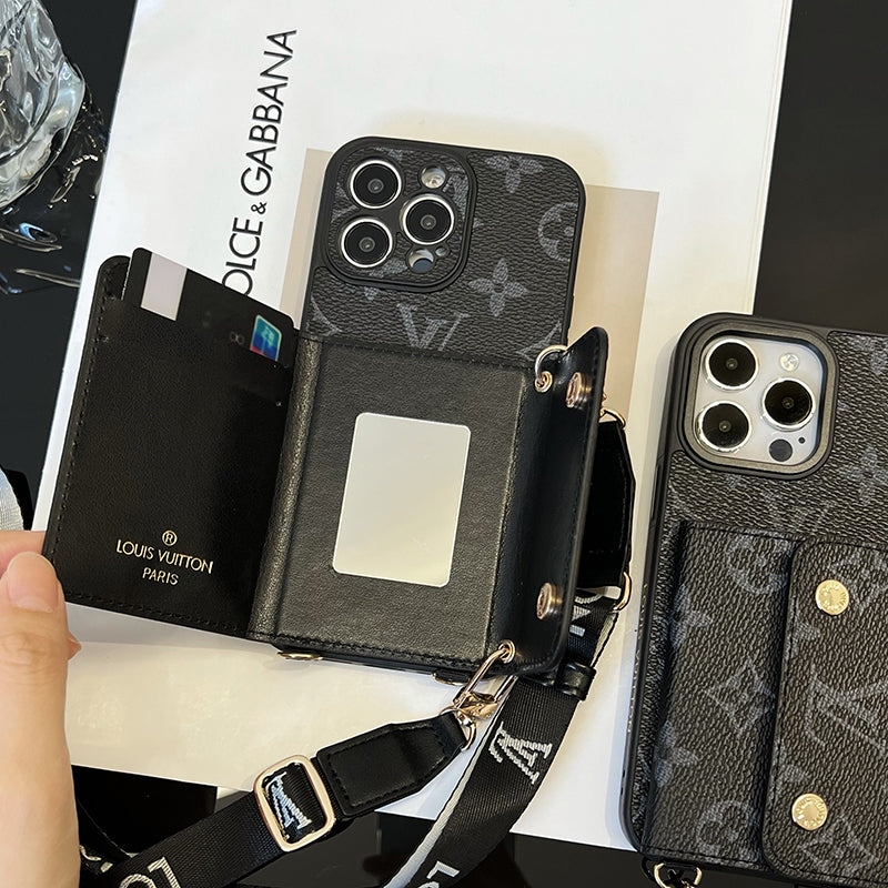 Lyxig kortväska Kedja Svart iPhonefodral