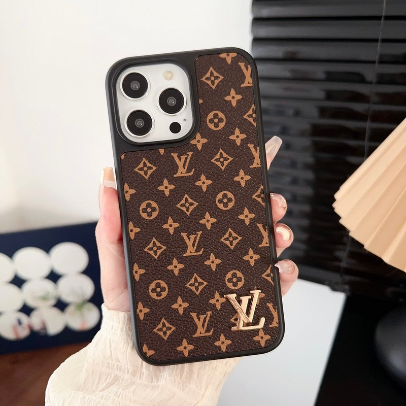 Funda de iPhone marrón clásica de lujo