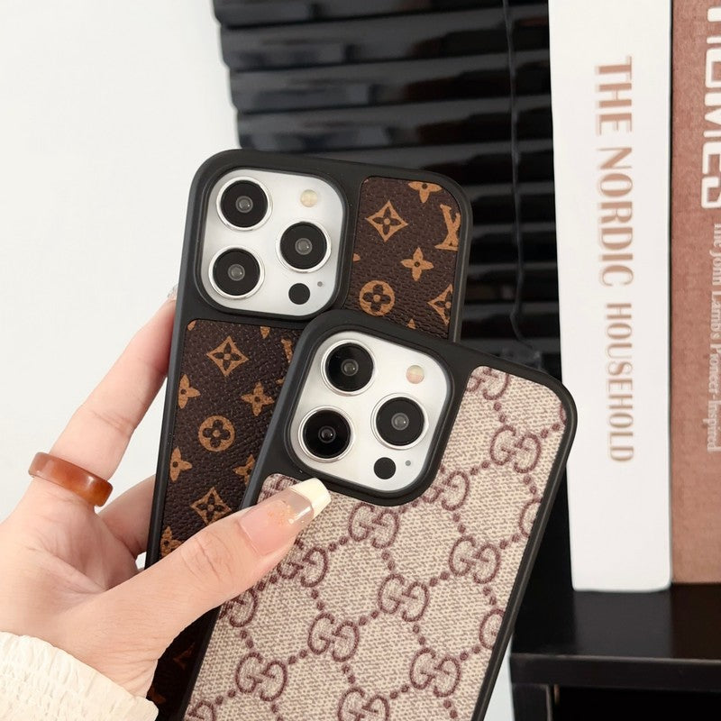 Funda de iPhone marrón clásica de lujo