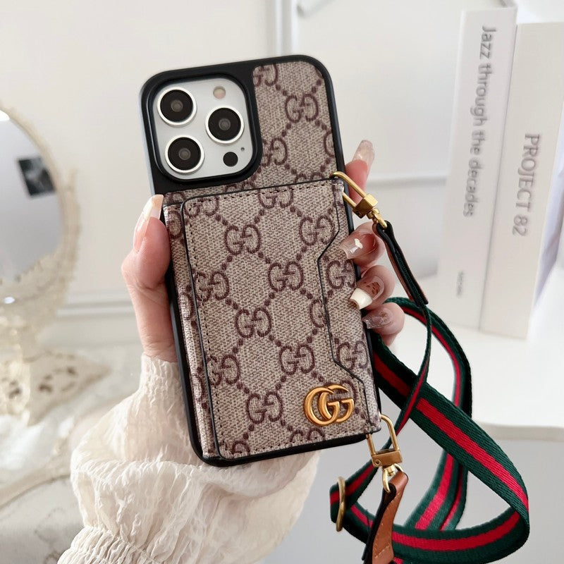 Premium sidokortväska Crossbody iPhone-fodral