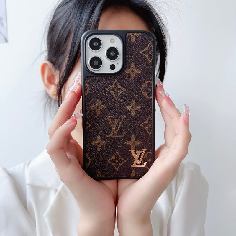 Funda de iPhone marrón clásica de lujo