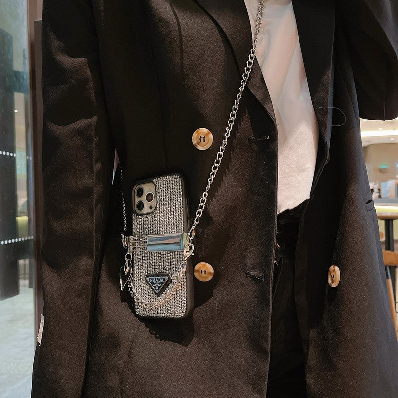 Lyxigt Diamond Crossbody Chain iPhone-fodral