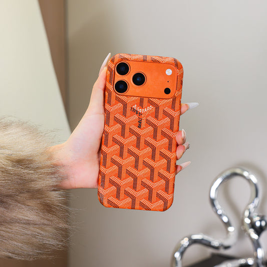 Funda de iPhone naranja texturizada de lujo: cubierta protectora elegante a prueba de golpes