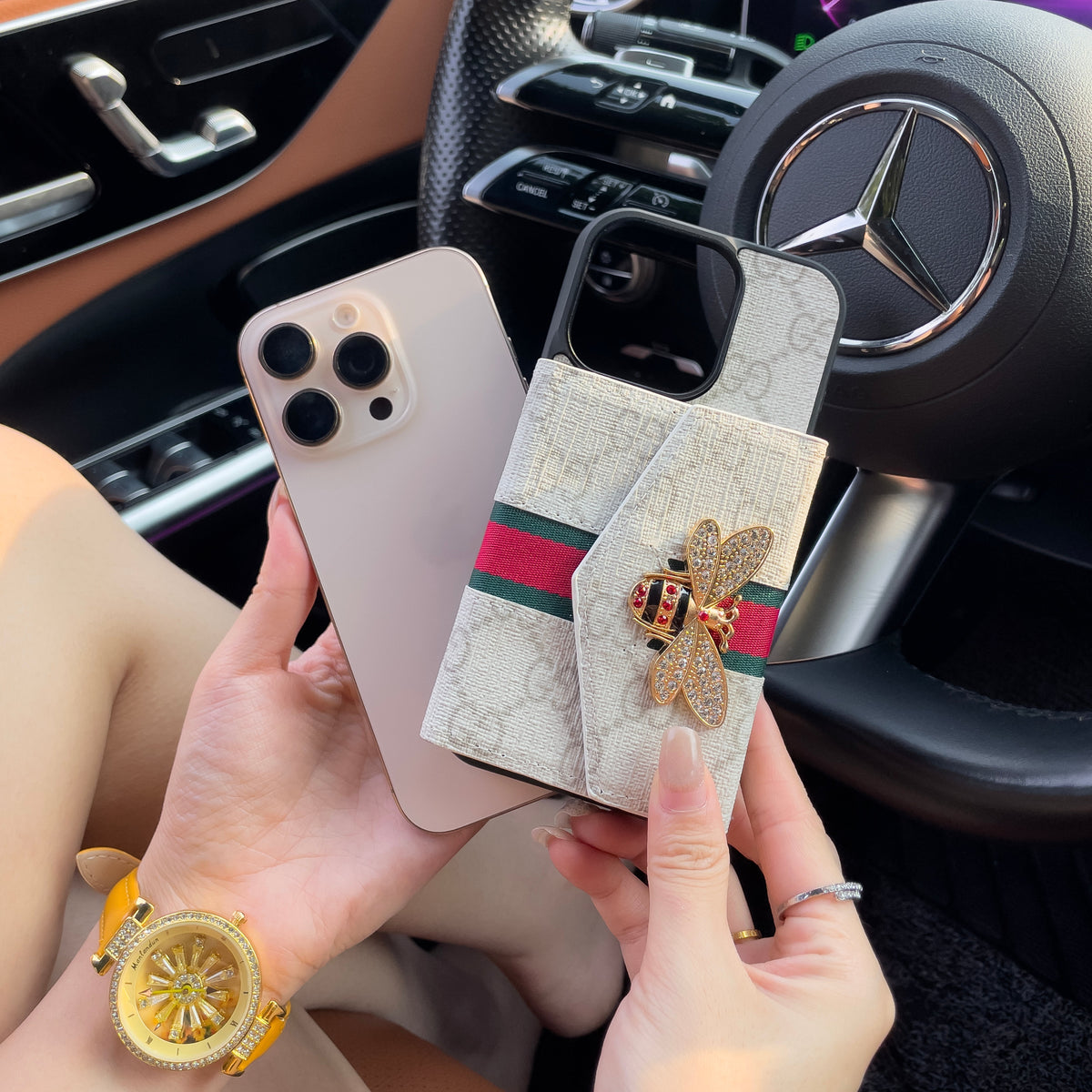 Premium Advanced Crossbody iPhone-fodral med korthållare och axelrem