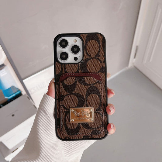 Funda clásica de cuero para iPhone con tarjetero