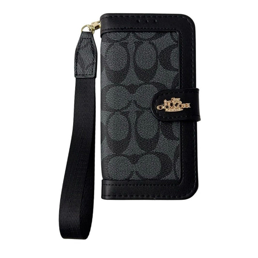 Funda tipo cartera para iPhone con diseño de lujo CO, tarjetero y correa