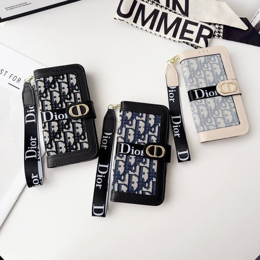 Fashion Elegant Pattern Wallet iPhone-fodral med avtagbar handledsrem