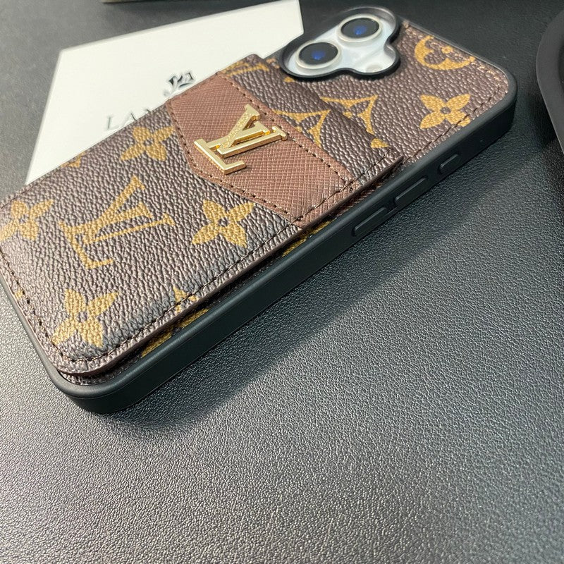 Funda de iPhone de color clásico con tarjetero de lujo