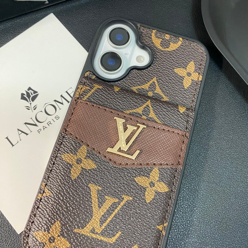 Funda de iPhone de color clásico con tarjetero de lujo
