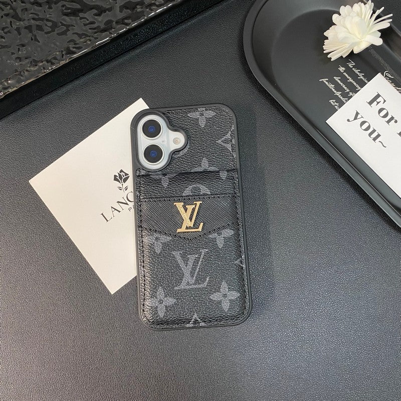 Funda de iPhone de color clásico con tarjetero de lujo
